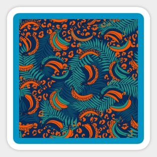 Orange and Teal Palms and Bananas Sticker